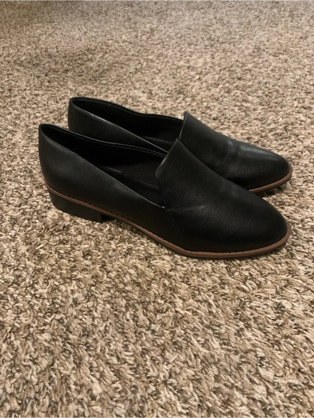 Indigo Black Leather Slip-On Flats